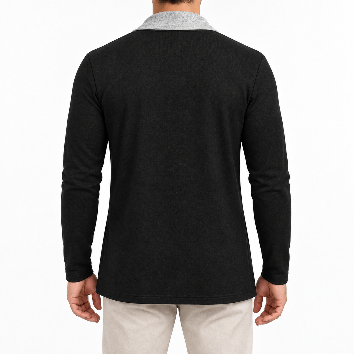 Contrast Shawl Cardigan – Black & Heather Grey