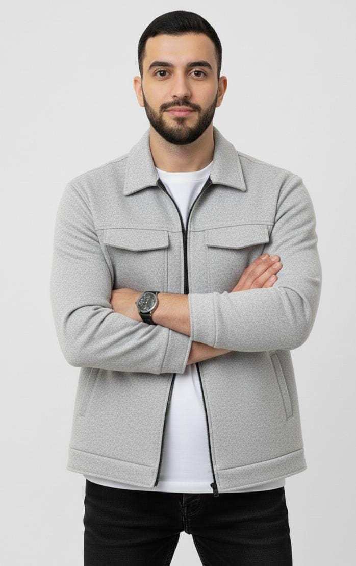 Dual Pocket grey Zipper Jacket