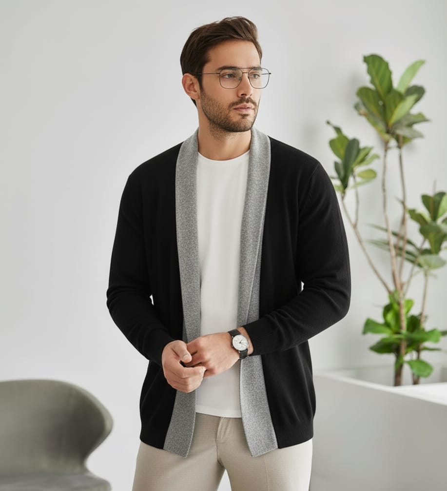 Heather Grey Patch Cardigan