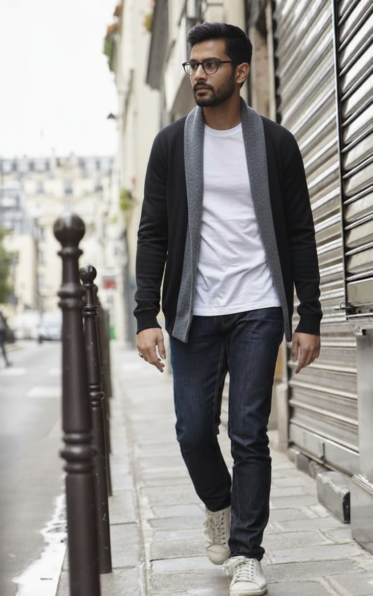 Charcoal Patch Cardigan