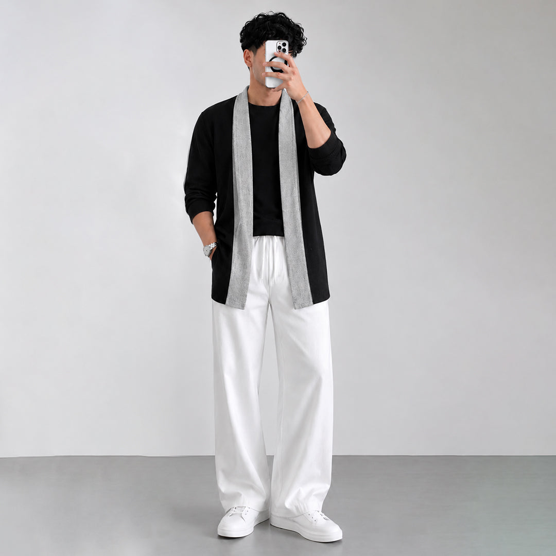 Black & Heather Gey Cardigan Co-Ord Set