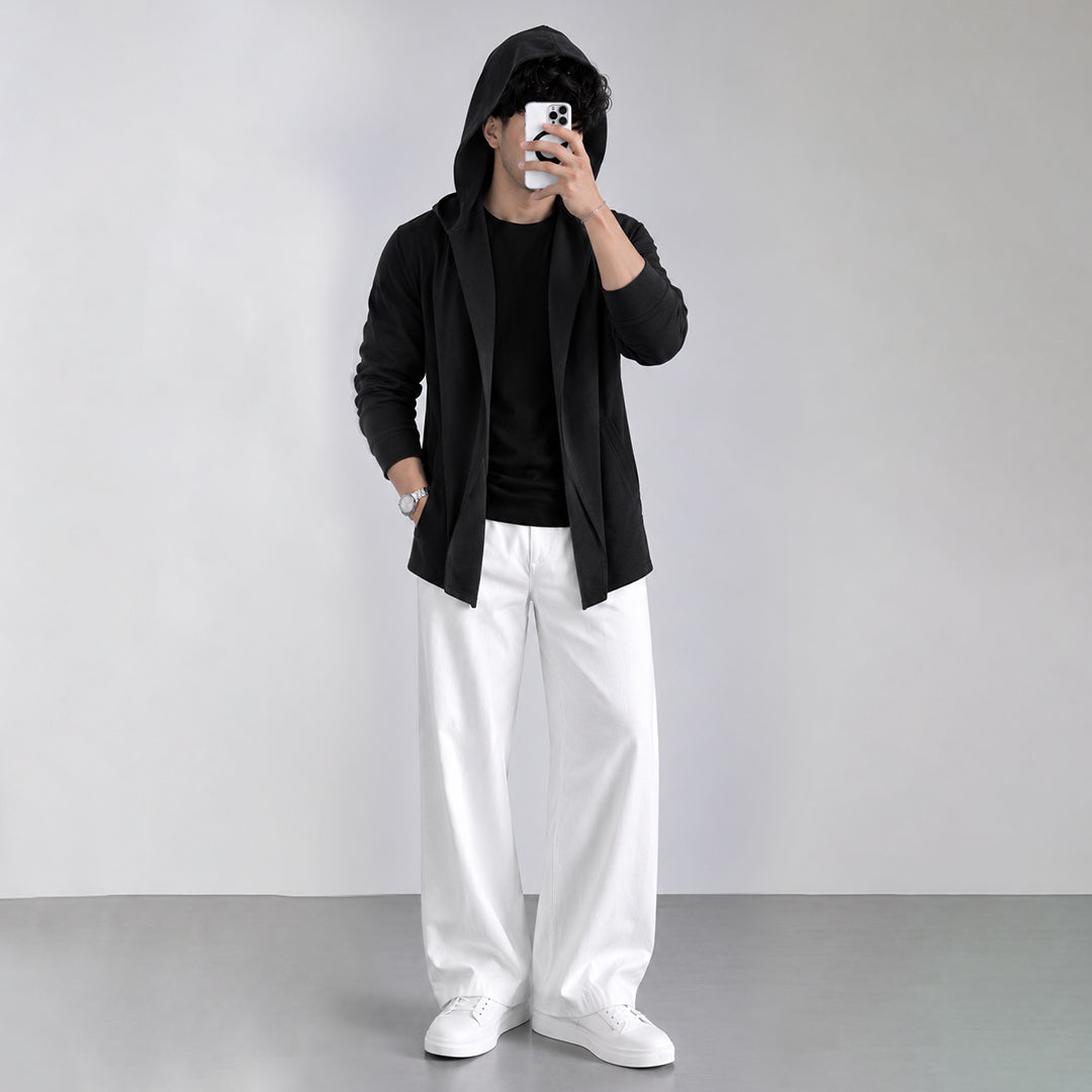 Black Hooded Cardigan Co-Ord Set