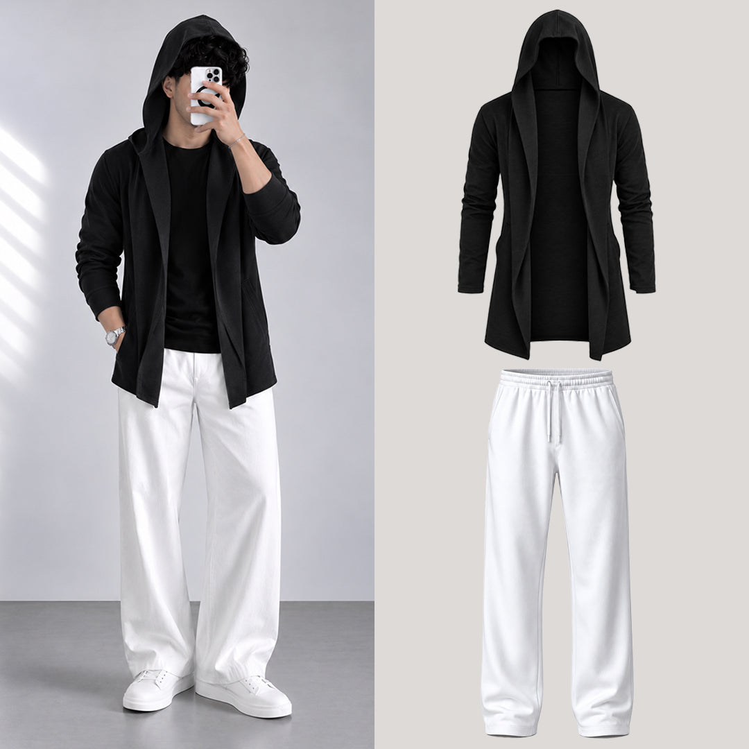 Black Hooded Cardigan Co-Ord Set