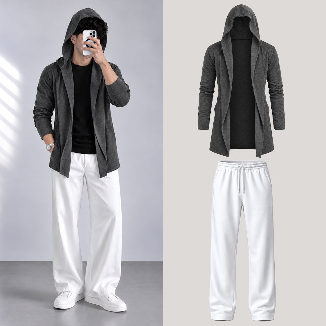 Charcoal Hooded Cardigan Co-Ord Set
