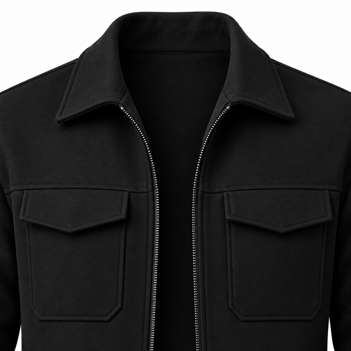 Dual Pocket Zippered Black Jacket
