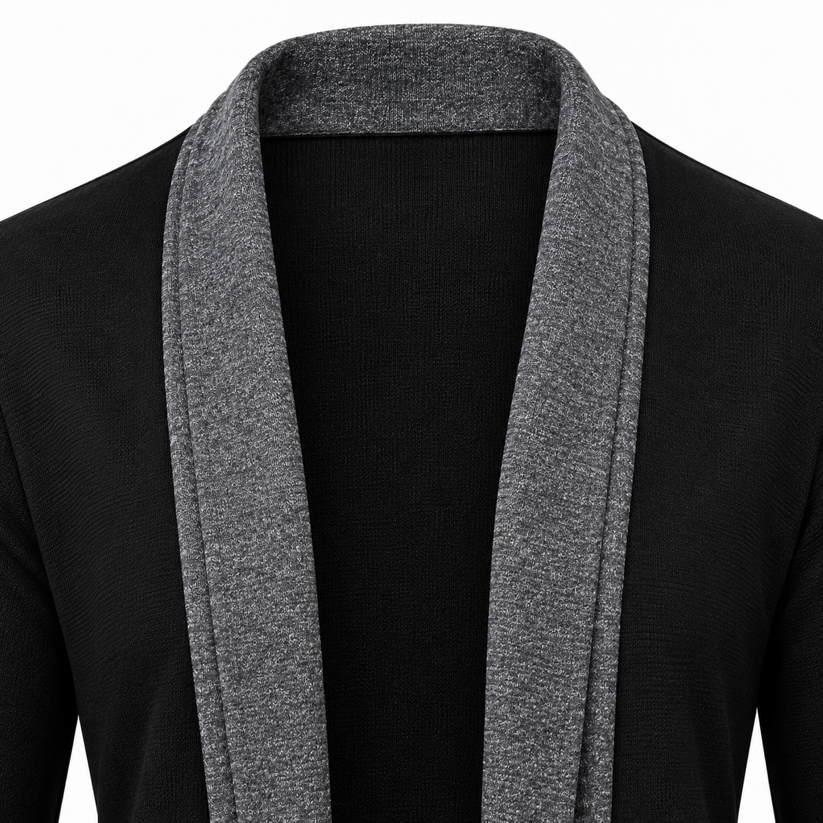 Contrast Shawl Cardigan – Black & Charcoal