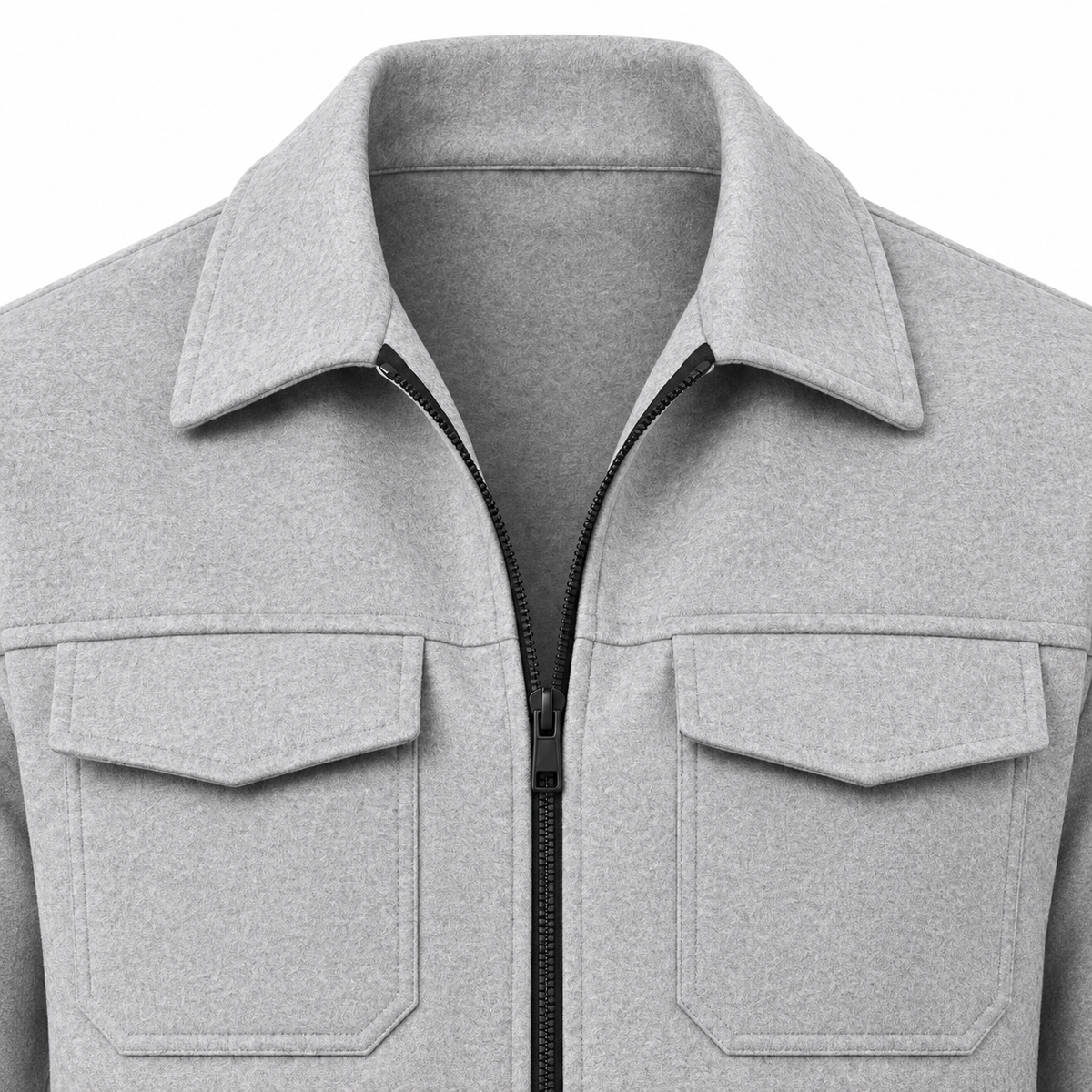 Dual Pocket Zippered Grey Jacket