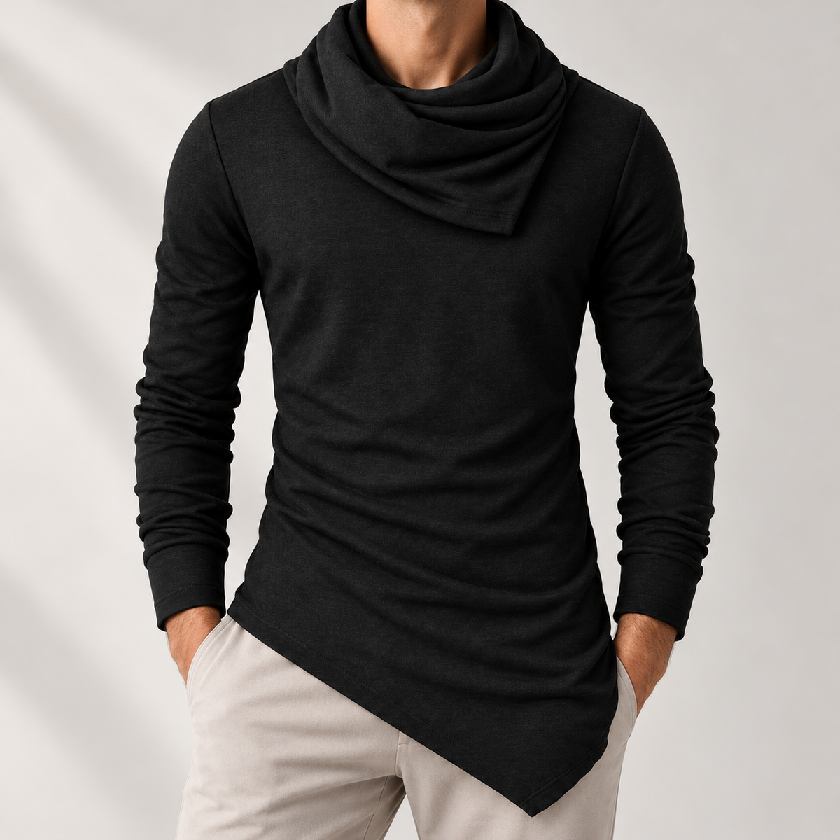 Black Cowl-Neck Top