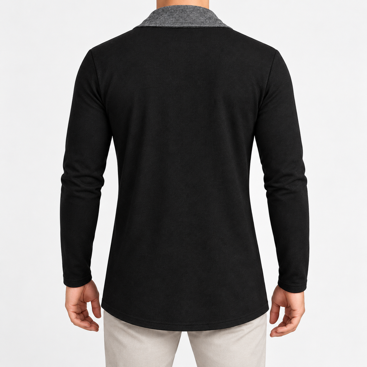 Contrast Shawl Cardigan – Black & Charcoal