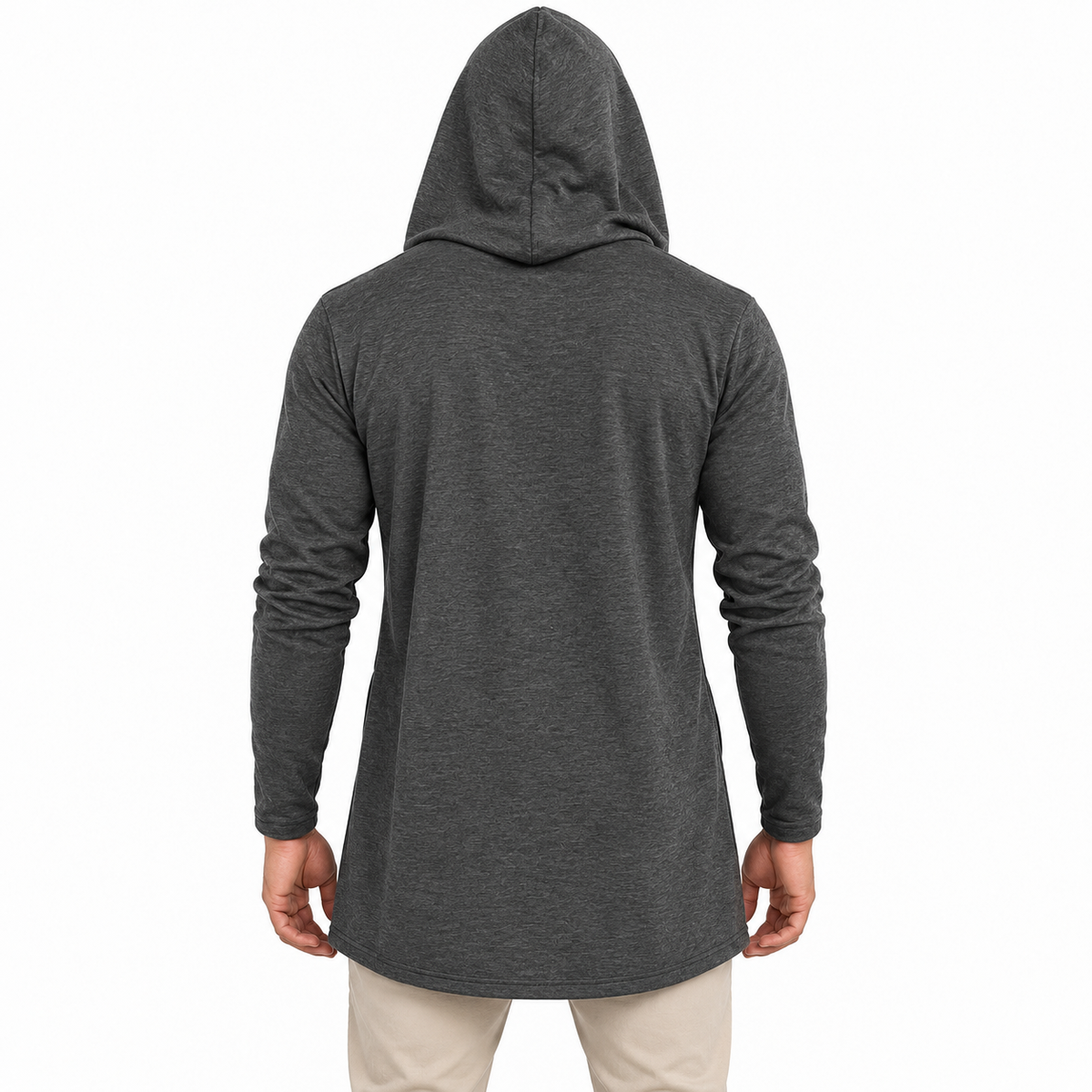 Longline Hooded Cardigan – Charcoal Grey