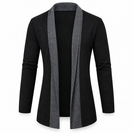 Contrast Shawl Cardigan – Black & Charcoal