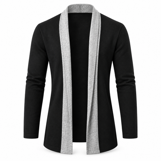 Contrast Shawl Cardigan – Black & Heather Grey