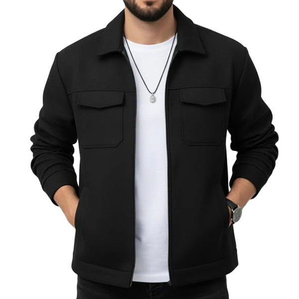 Dual Pocket Black Zipper Jacket