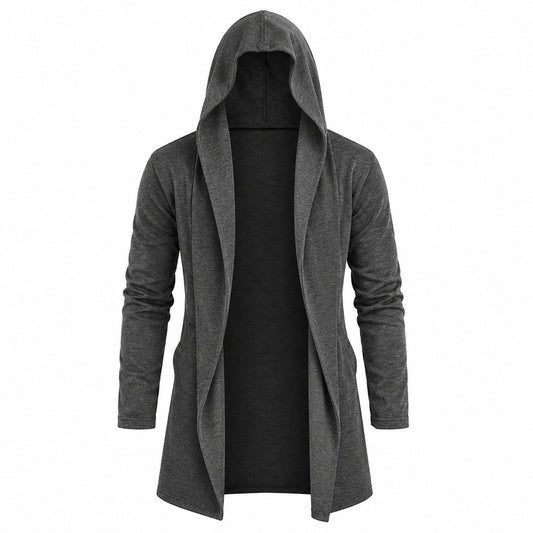 Longline Hooded Cardigan – Charcoal Grey